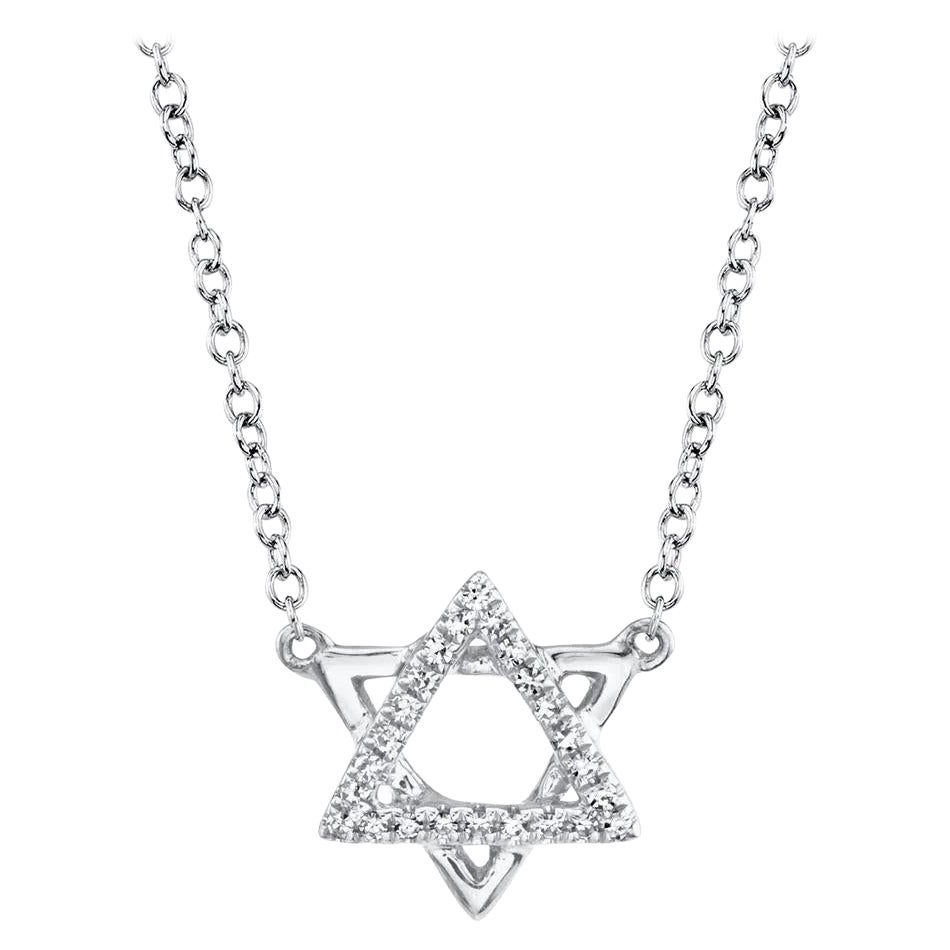 Colgante Estrella de David de diamantes redondos talla brillante de 0,05 ct en venta