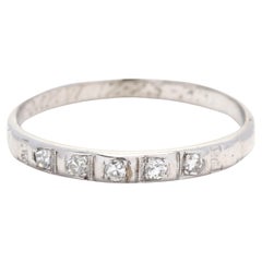 0.05ctw Diamond and White Gold Band Ring, 14k White Gold, Ring Size 6.5 