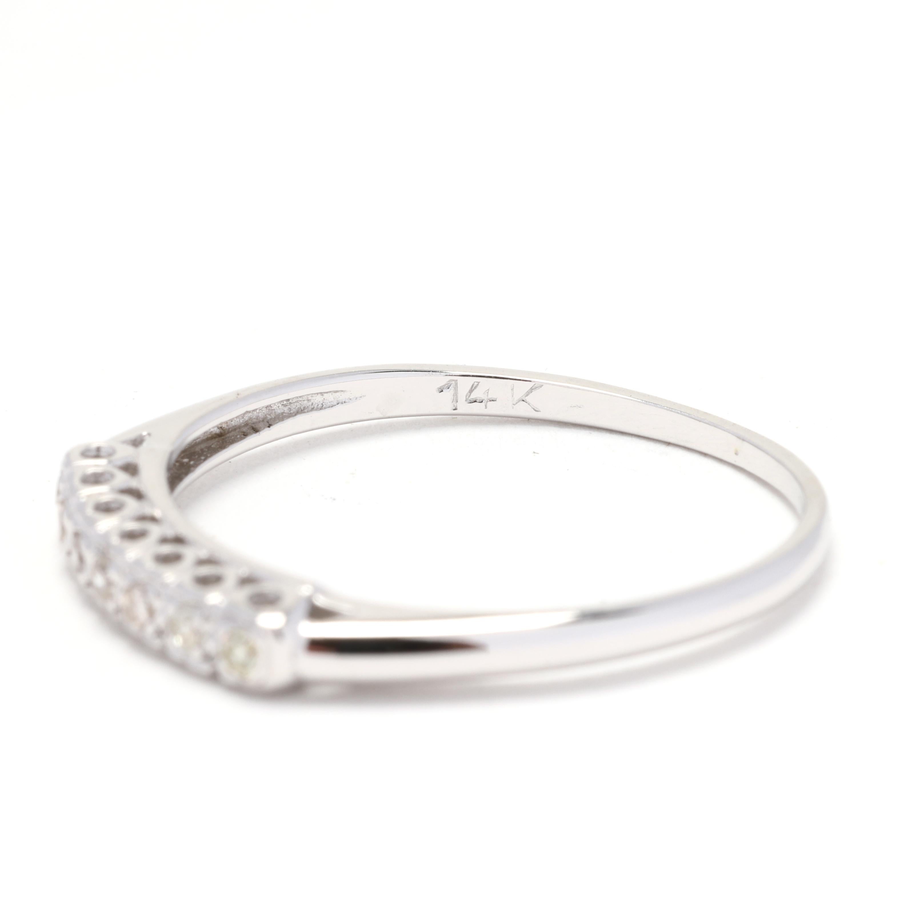 Women's or Men's 0.05ctw Diamond Wedding Band, 14k White Gold, Ring Size 6.5, Stackable Ring