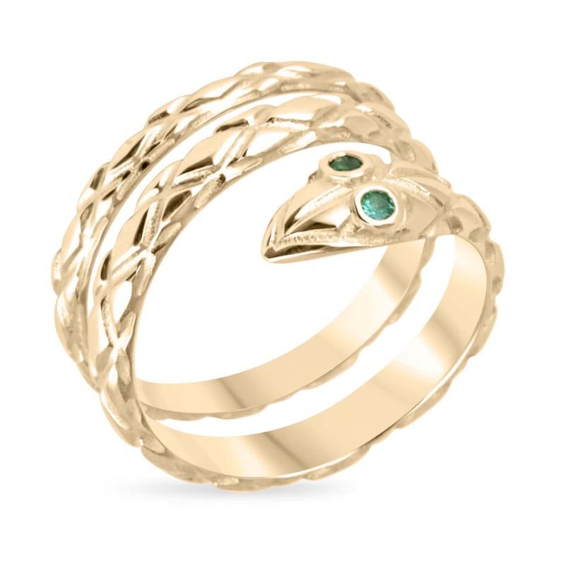 Stile dell'incastonatura: Lunetta
Materiale dell'incastonatura: Oro 14K
Peso dell'impostazione: 5,5 grammi

Pietra principale: Smeraldo
Conteggio: 2
Forma: Rotondo
Peso: 0,05 carati (totale)
Chiarezza: Trasparente
Colore: verde
Lucentezza: Molto