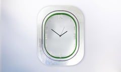 #006-Airbus A320 Window Clock, Polished Aluminium and Polished Face and Green