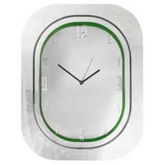 #006-Airbus A320 Window Clock, Polished Aluminium and Polished Face and Green