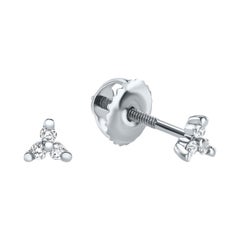 0.06 Carat Diamond Mini Trinity Stud Earrings in 14k White Gold, Shlomit Rogel