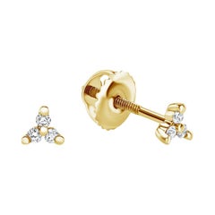  Diamond Mini Trinity Stud Earrings in 14K Yellow Gold, Shlomit Rogel