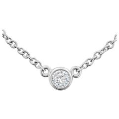 Roman Malakov, 0.06 Carat Round Diamond Bezel Solitaire Pendant Necklace