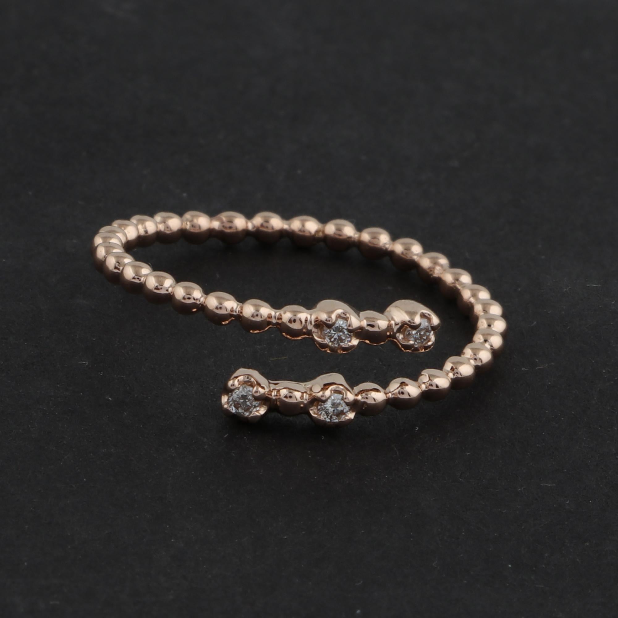 0,06 Quilates SI Claridad HI Color Diamante Brillante Redondo Anillo Envolvente Oro Rosa 18k Moderno en venta
