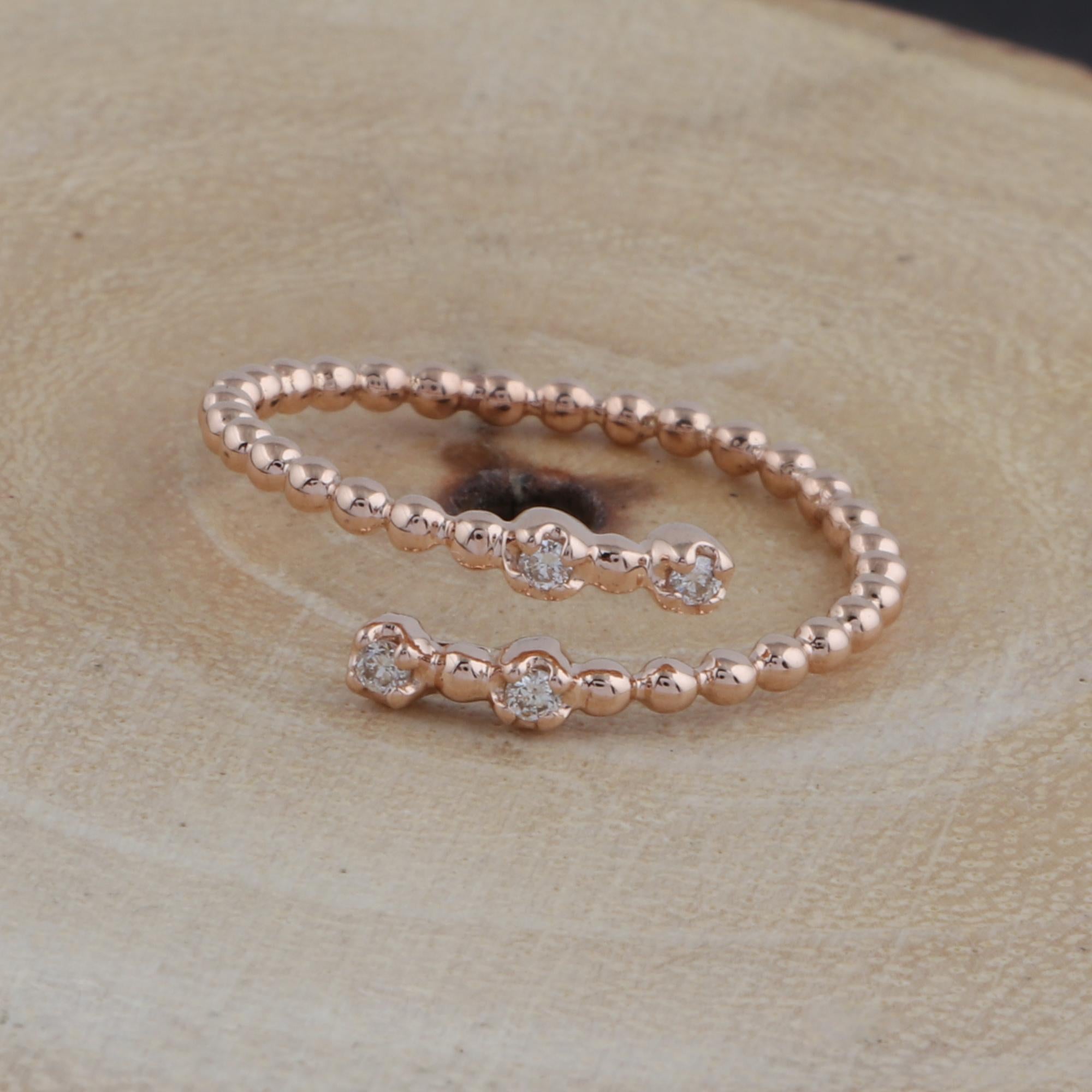 0,06 Quilates SI Claridad HI Color Diamante Brillante Redondo Anillo Envolvente Oro Rosa 18k Corte redondo en venta