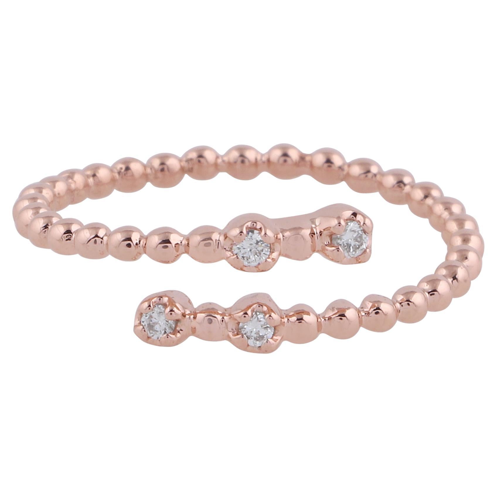 0.06 Carat SI Clarity HI Color Round Brilliant Diamond Wrap Ring 18k Rose Gold