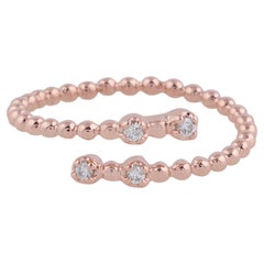 0,06 Quilates SI Claridad HI Color Diamante Brillante Redondo Anillo Envolvente Oro Rosa 18k
