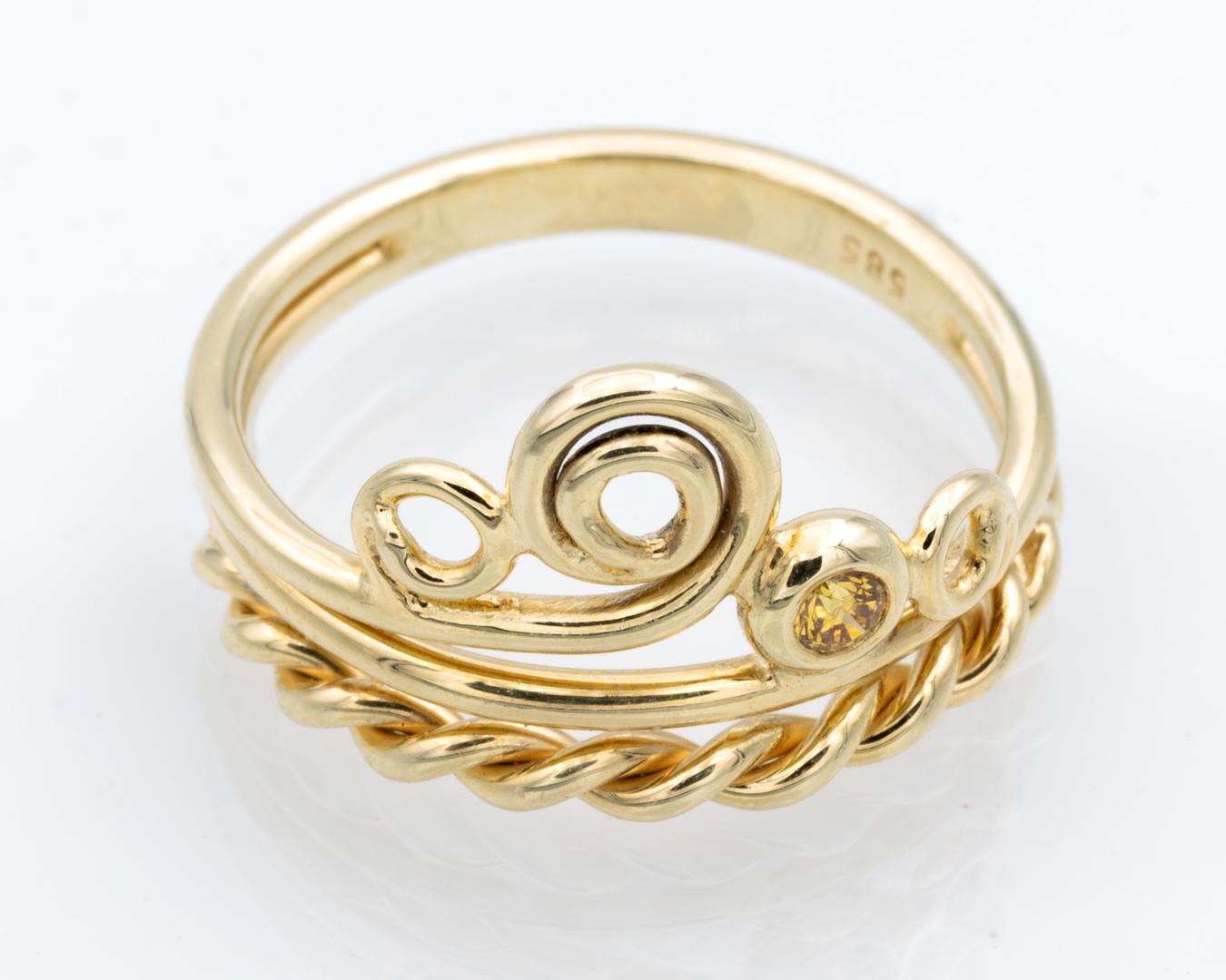 Anillo de moda de oro amarillo de 14 quilates brillante amarillo de 0,06 quilates en venta 1