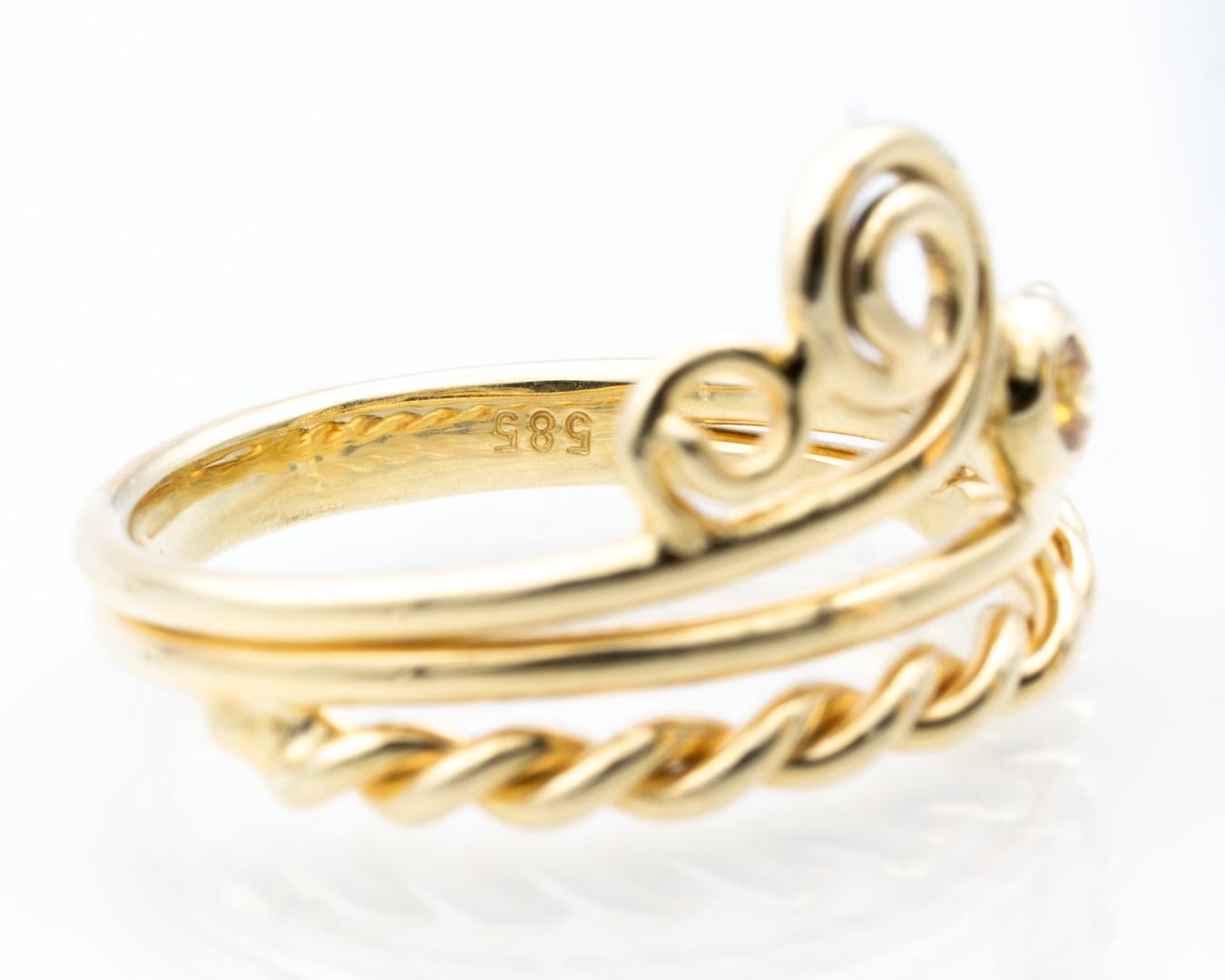 Anillo de moda de oro amarillo de 14 quilates brillante amarillo de 0,06 quilates en venta 2