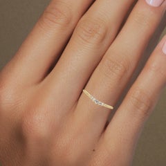 0.06 CTW Curved Diamond Wedding Band in 14K Gold, VS Five Stone Ring