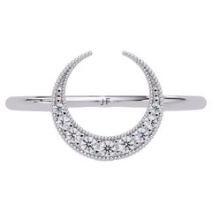0.06 CTW Diamond Crescent Moon Ring in 14K Gold, SI1+ Celestial Band
