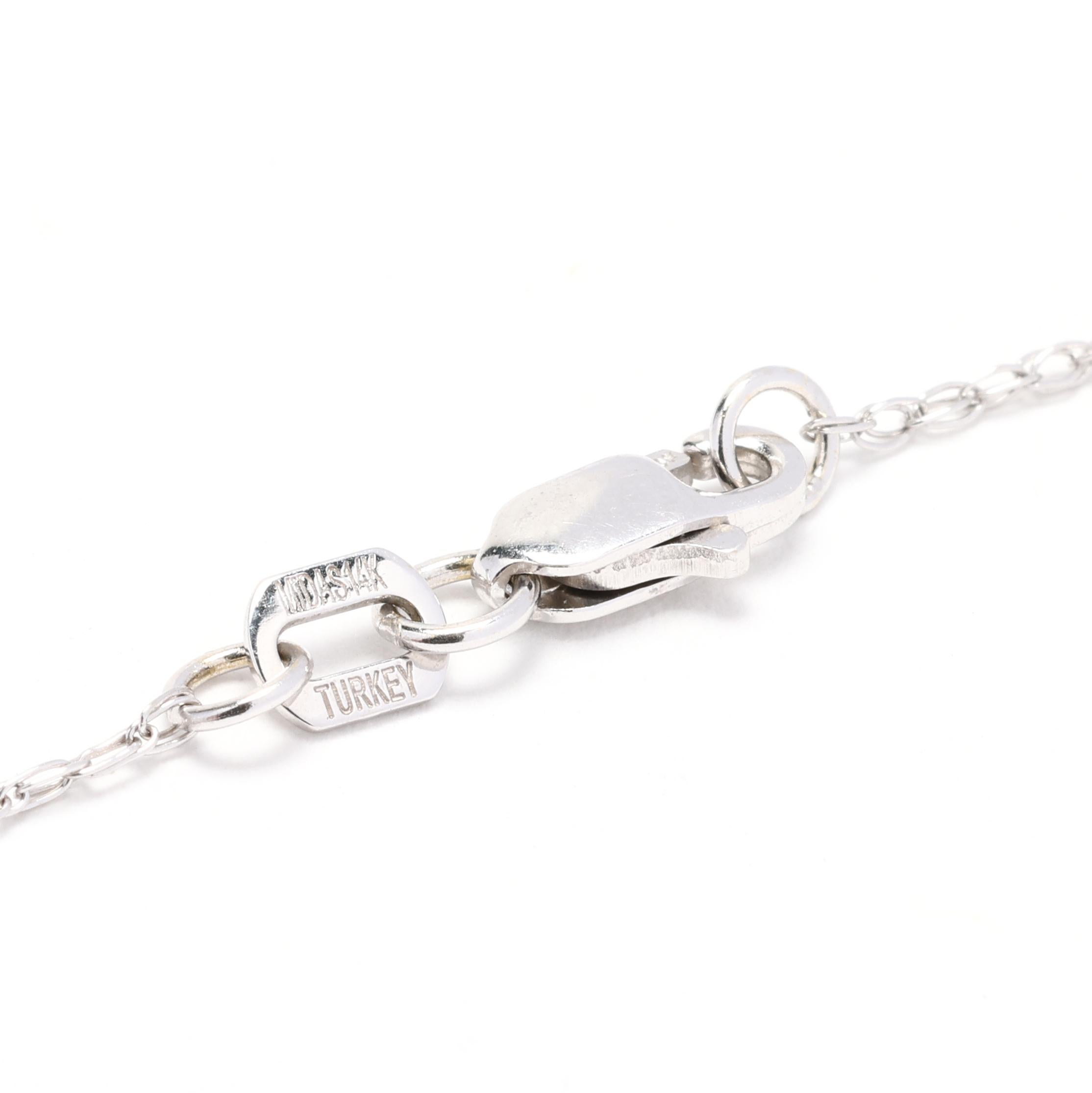 Brilliant Cut 0.06 ctw Diamond Flower Necklace, 14kt White Gold, Length 18 Inches For Sale