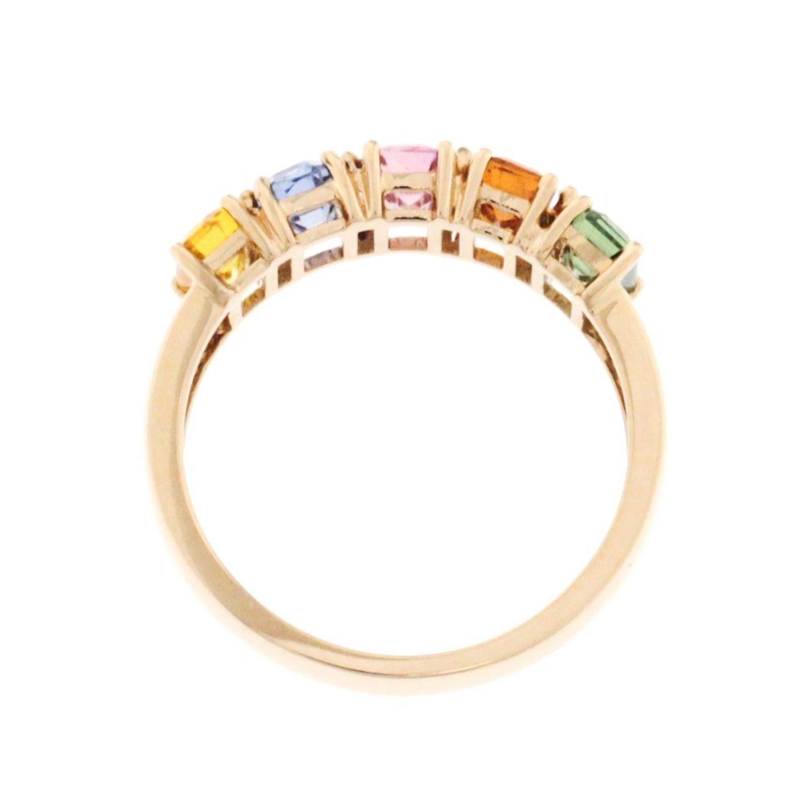 Women's 0.06 Multi Sapphires and 0.13 Carat Diamonds in 18 Karat Gold Wedding Ring For Sale