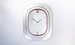 #007-Airbus A320 Window Clock, Polished Aluminium and Polished Face and Red
