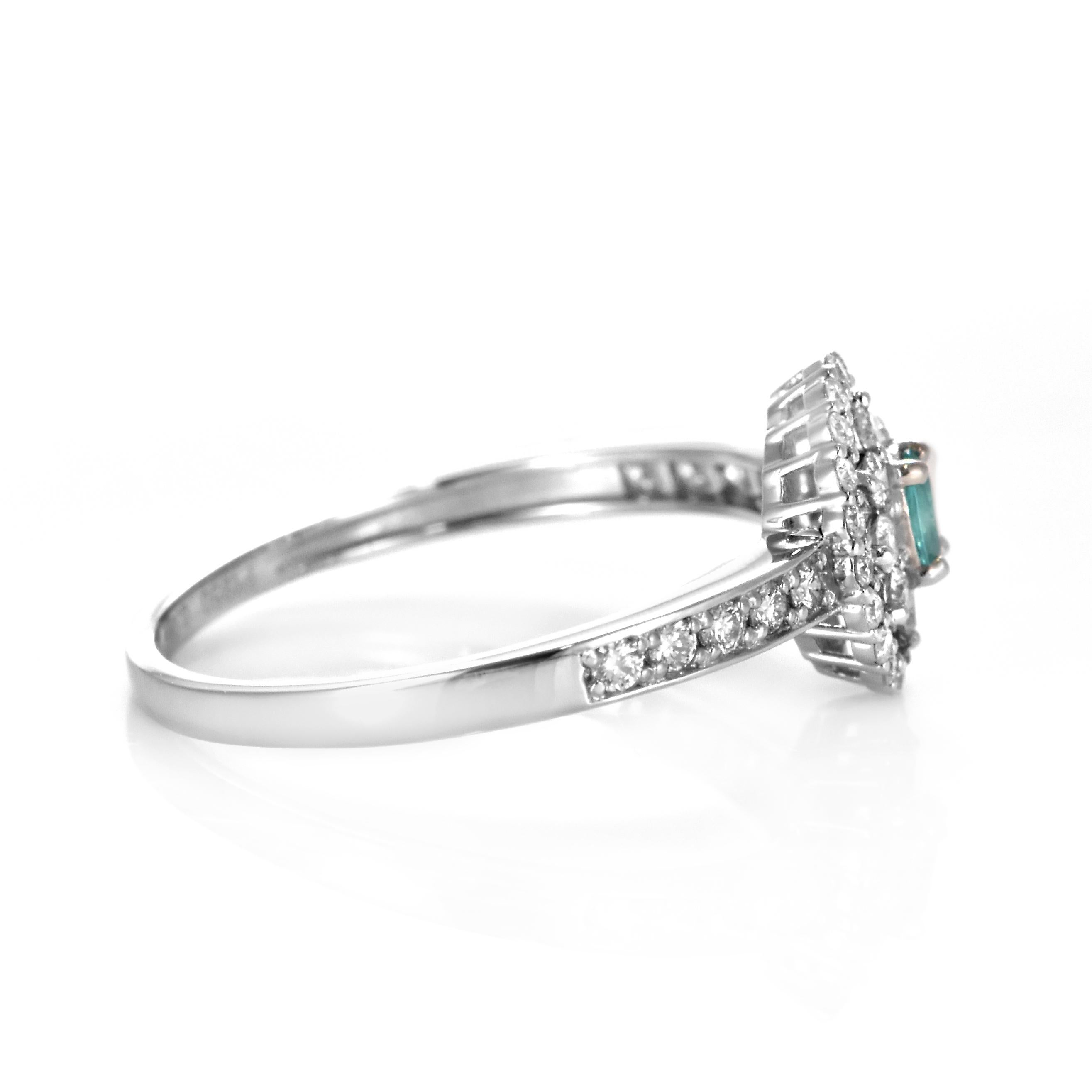 Ring aus Platin mit 0,07 Karat brasilianischem Paraiba-Turmalin und Diamanten im Angebot 5