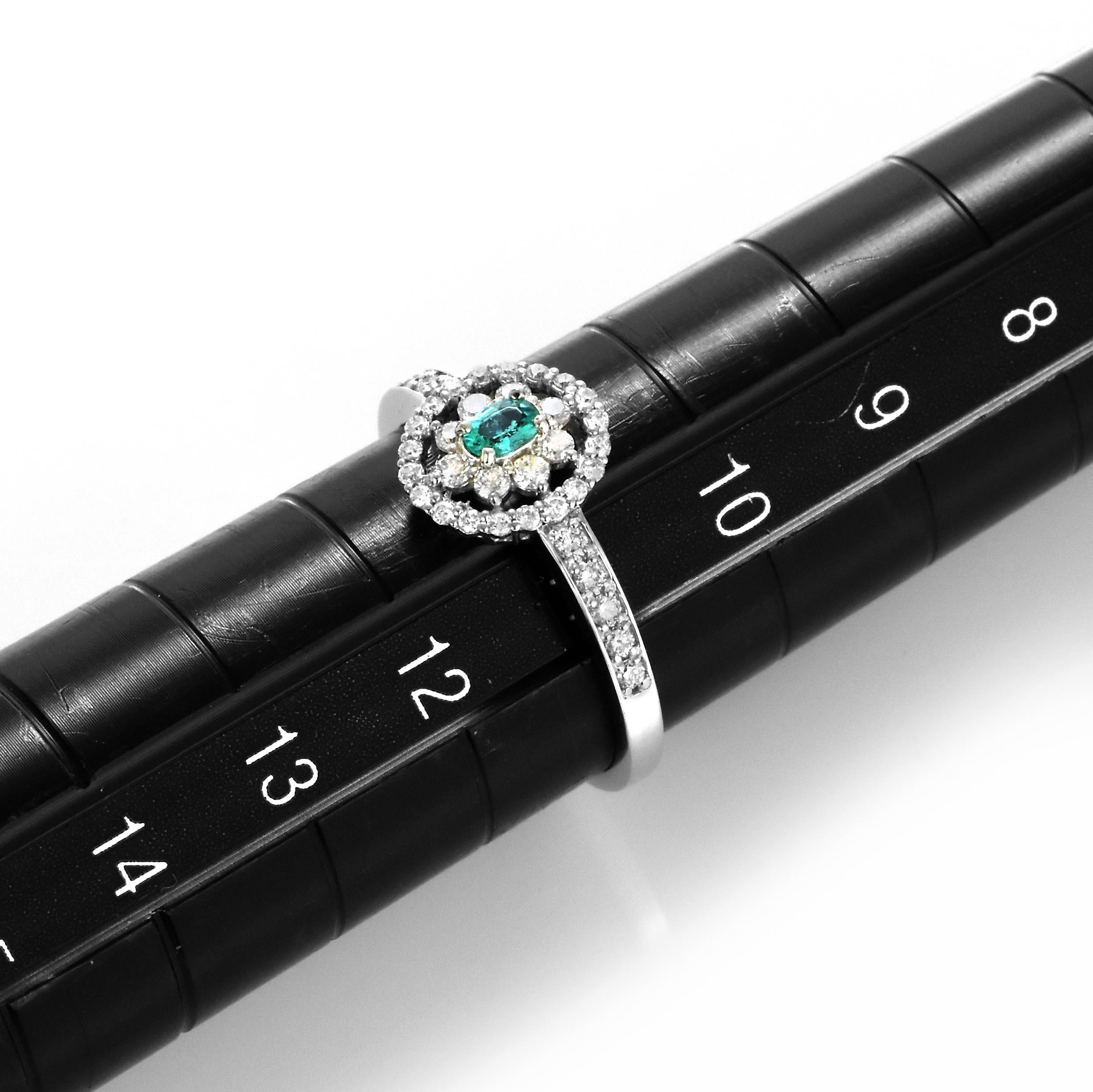 Ring aus Platin mit 0,07 Karat brasilianischem Paraiba-Turmalin und Diamanten im Angebot 6