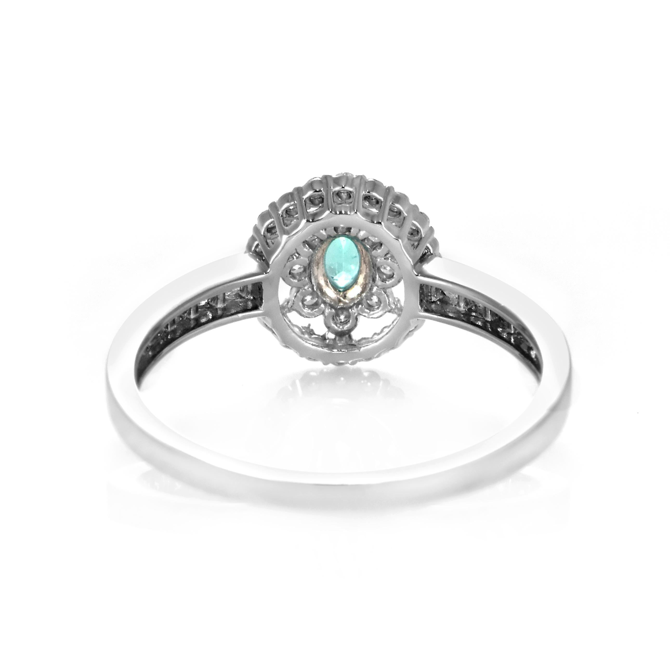 Ring aus Platin mit 0,07 Karat brasilianischem Paraiba-Turmalin und Diamanten im Angebot 7