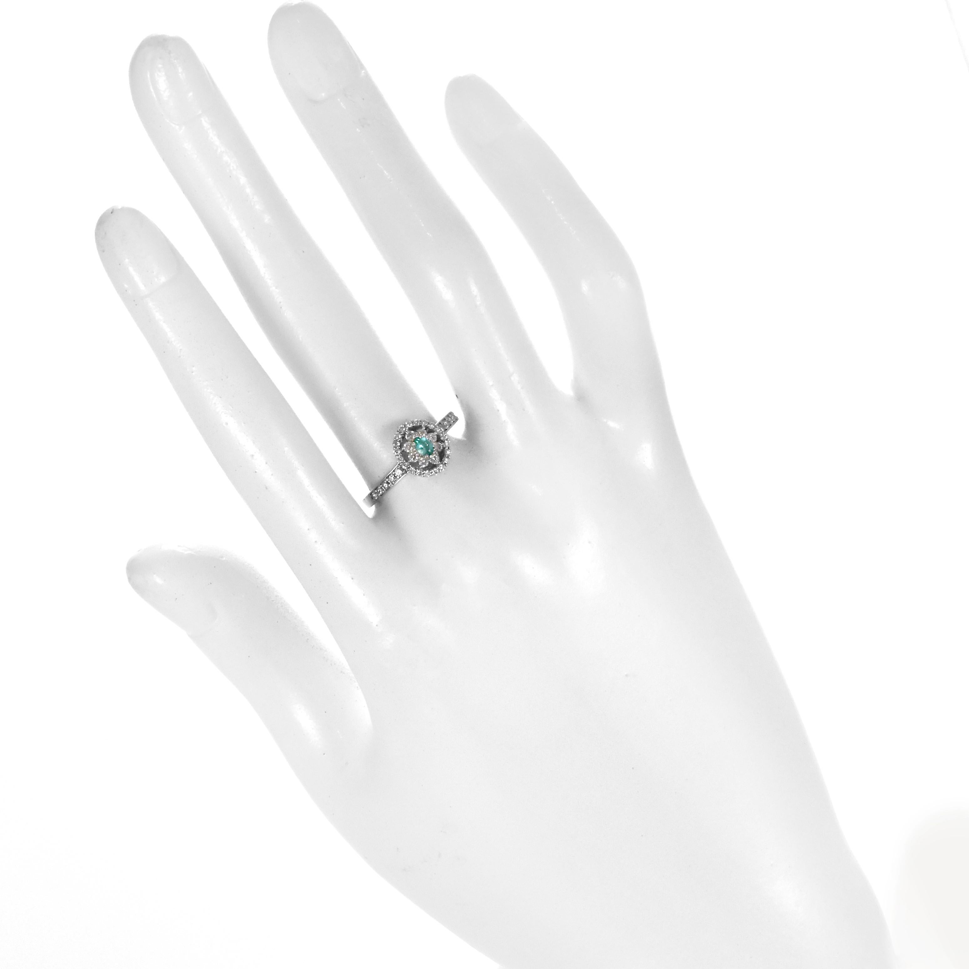 Ring aus Platin mit 0,07 Karat brasilianischem Paraiba-Turmalin und Diamanten im Angebot 1