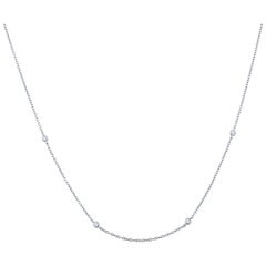 0.07 Carat Diamond 18 Karat White Gold Station Necklace