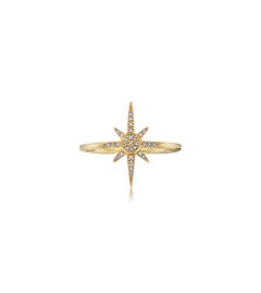0.07 Carat Diamond Star Cluster Yellow Gold Fashion Ring