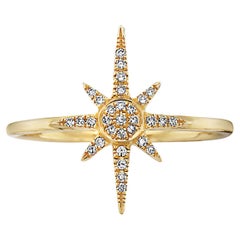 0.07 Karat Diamant Stern-Cluster-Mode-Ring aus Gelbgold
