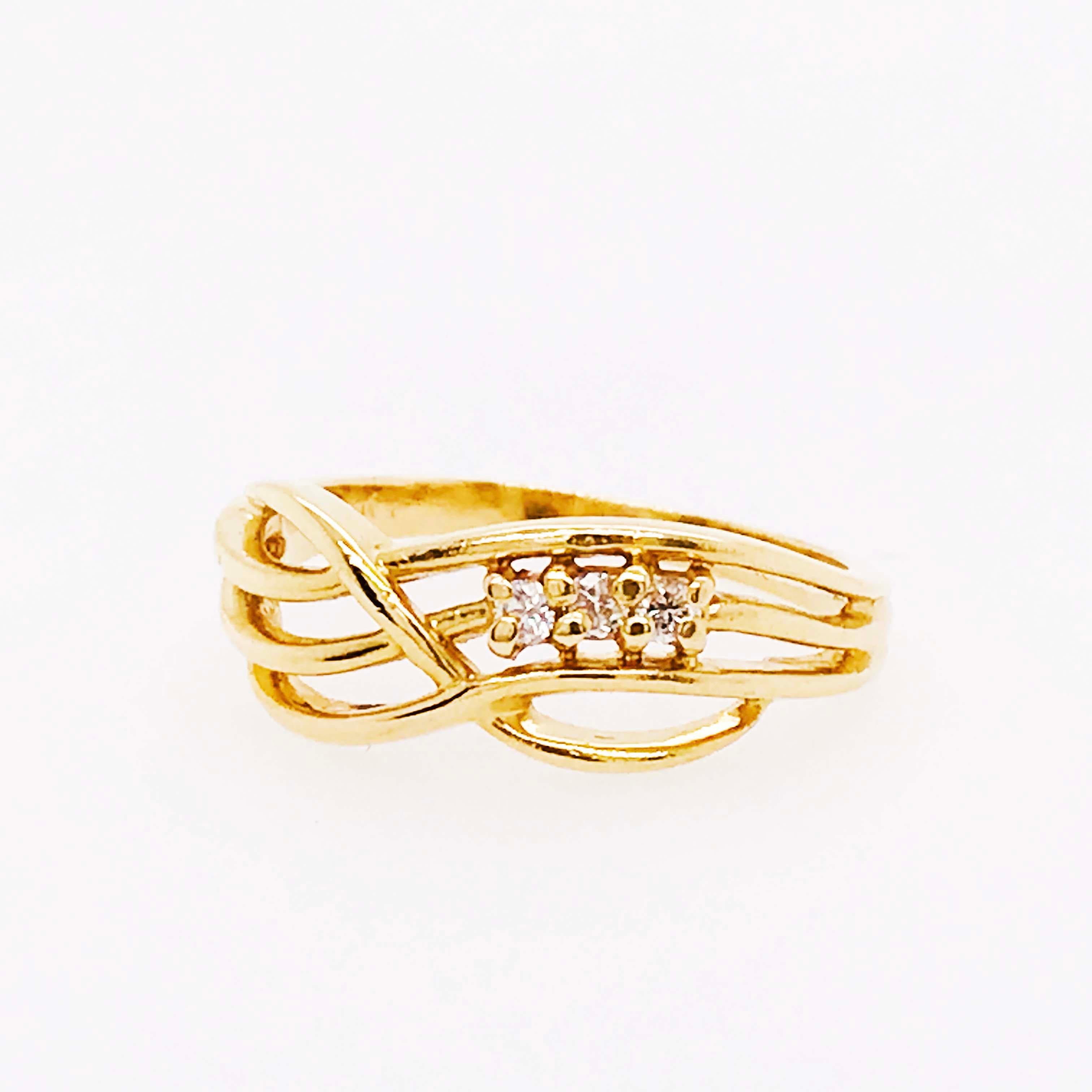 Contemporary Diamond Infinity Band, 0.07 Carat Twisted Design in 14 Karat Gold, Estate Ring
