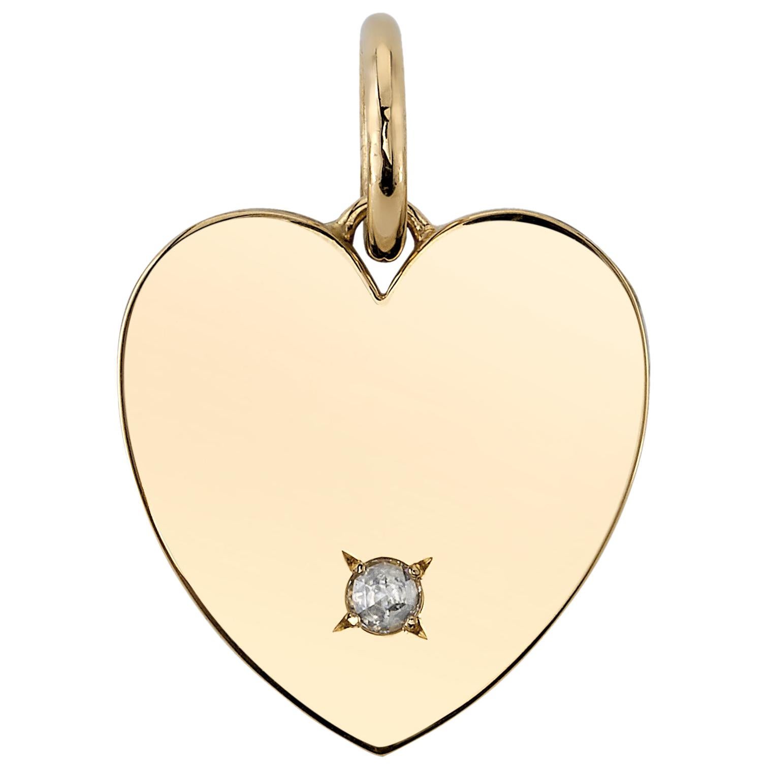 Handcrafted Minnie Rose Cut Diamond Pendant in 18K Yellow Gold by Single Stone