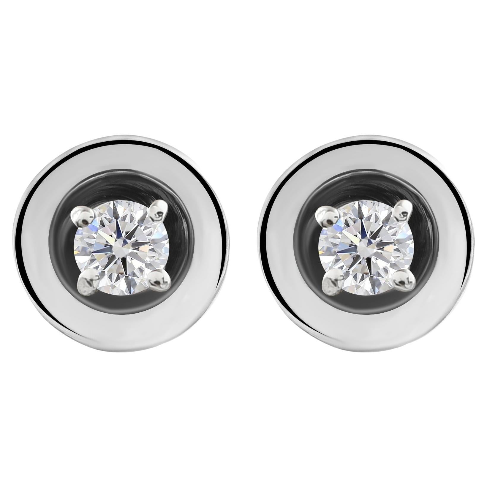 0,07 Karat SI Reinheit HI Farbe Solitär Diamant Ohrringe 9 Karat Weißgold