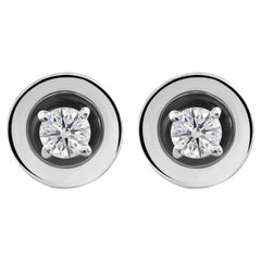 0.07 Carat SI Clarity HI Color Solitaire Diamond Earrings 9 Karat White Gold