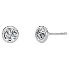 0.07 CT TW Natural Diamond Bezel Setting 14k Gold Stud earring