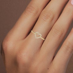 0.07 CTW Open Heart Diamond Ring in 14K Gold, VS Natural Diamond Band
