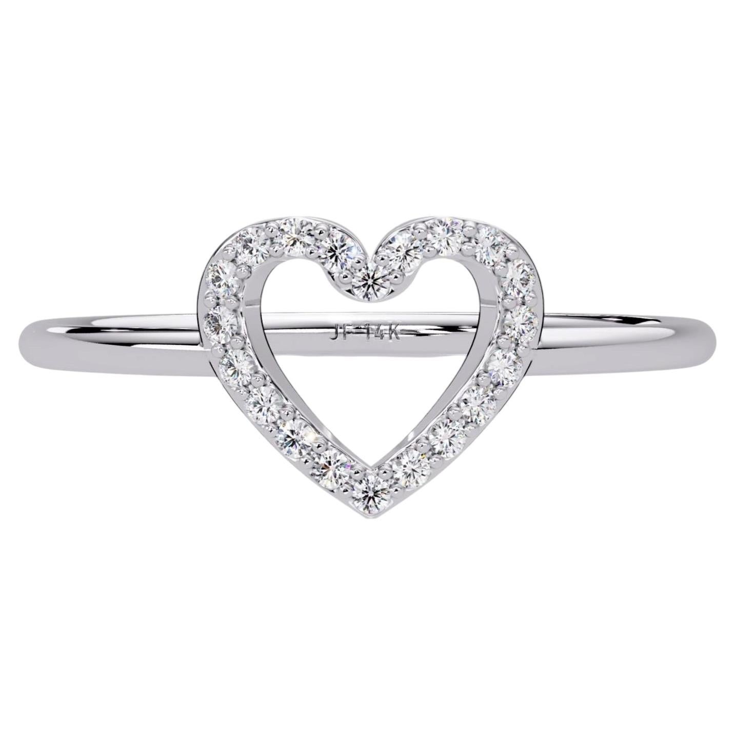0.07 CTW Open Heart Diamond Ring in 14K Gold, VS Natural Diamond Band