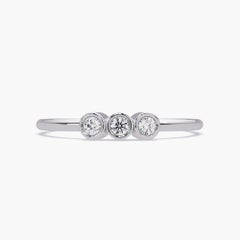 0.07 CTW Three Stone Diamond Ring in 14K Gold, SI1+ Bezel Set Band