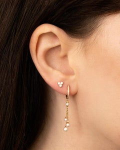 0.07ct Round Brilliant Cut Diamond and Pearl Dangle Earrings