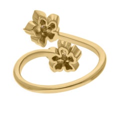 0,08 Quilates SI/H Diamante Brillante Redondo Anillo Flor Envolvente Oro Amarillo 14 Kilates