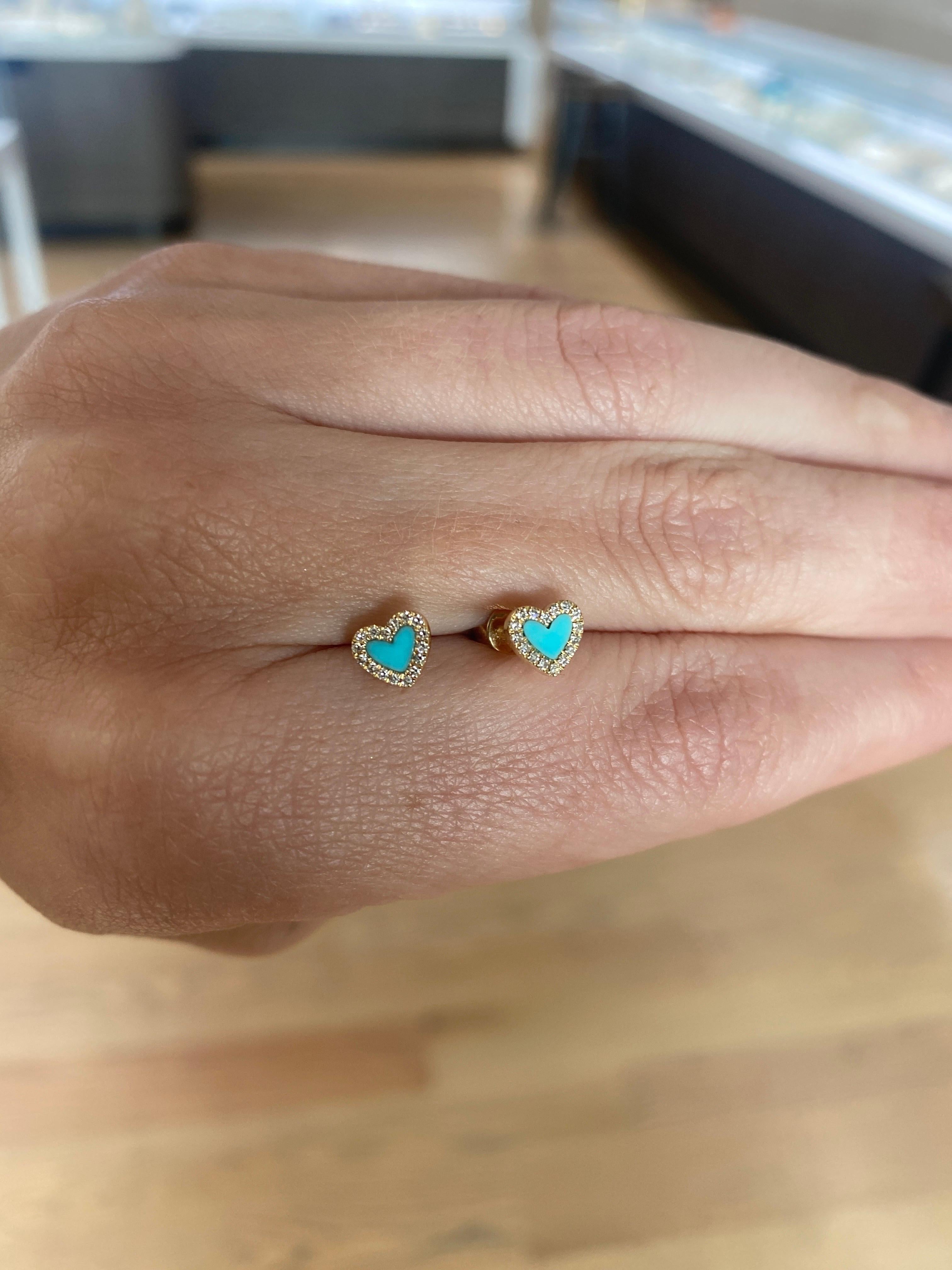 turquoise heart stud earrings