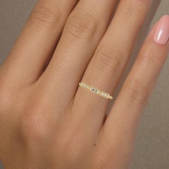 0.08 CTW Diamond Pavé Milgrain Stacking Ring in 14K Gold, SI1+ Art Deco Band