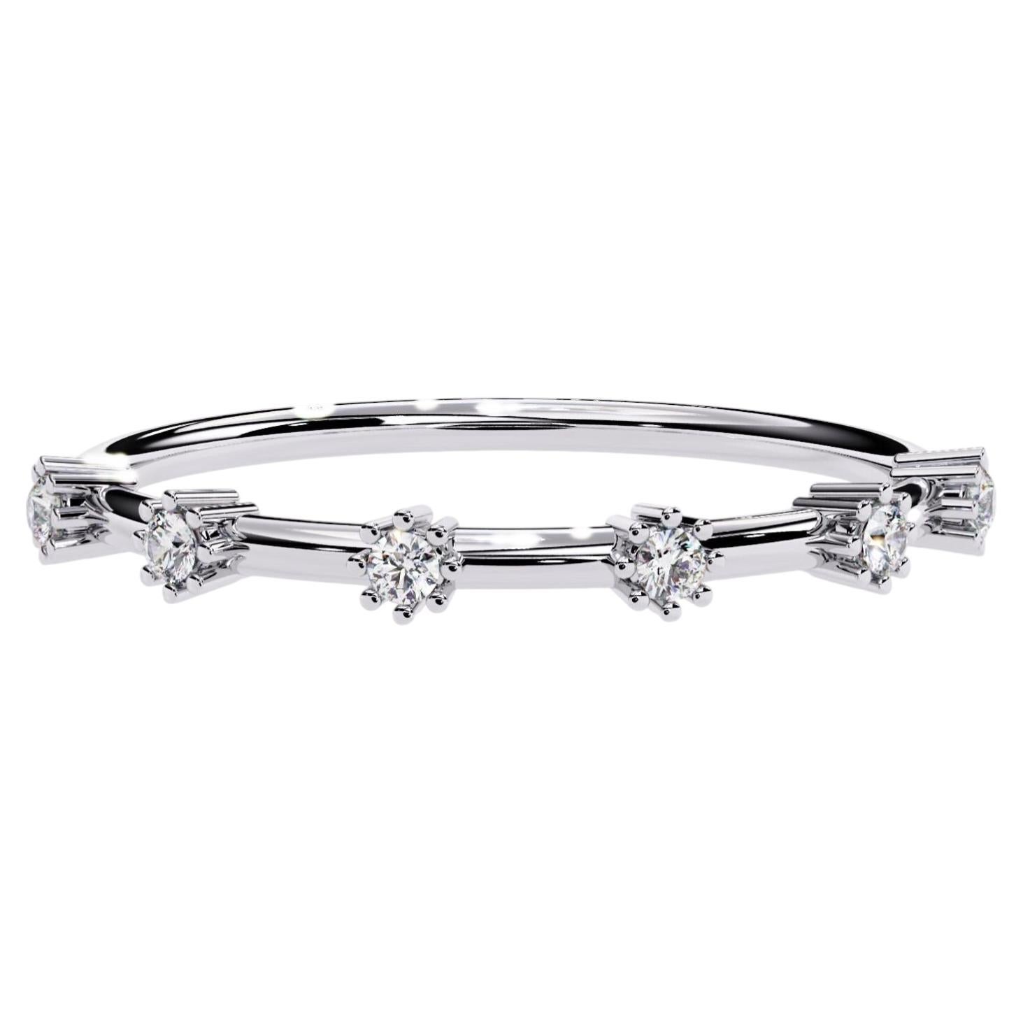 0.08 CTW Floating Diamond Half Eternity Band in 14K Gold, SI+ Natural Diamonds