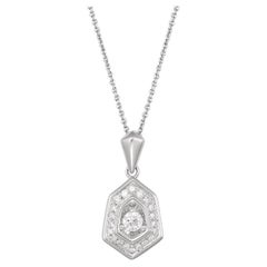 0.08ct Diamond Convex Hexagon 18 Karat White Gold Mini Pendant