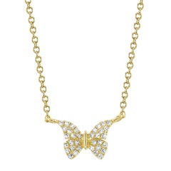 0.08ct Round Brilliant Cut Diamond Butterfly Necklace