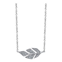 0.08ct Round Brilliant Cut Diamond Leaf Pendant