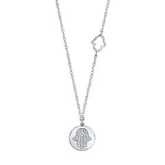 0.08ct Round Brilliant Cut Diamond Pave Hamsa Pendant