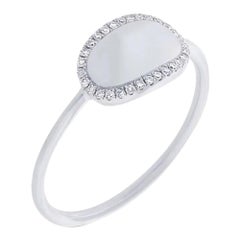 0.08ct Round Cut Diamond Signet Ring in 14k White Gold