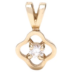 0.08ctw Diamond Charm, 14k Yellow Gold, Dainty Pendant Charm, Flower Shape