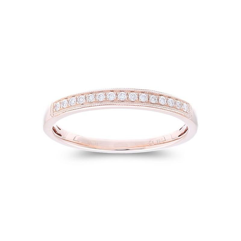 Moderno Fede nuziale con diamante da 0,09 ctw 1981 Classic Collection'S in oro rosa 14K in vendita