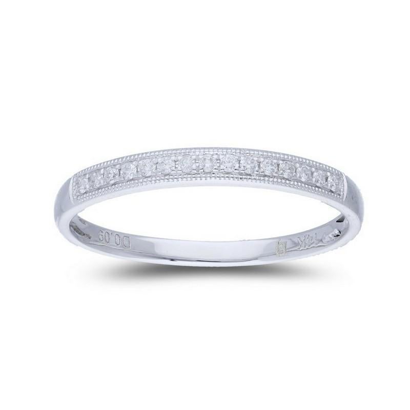 Modern 0.09 ctw Diamond Wedding Band 1981 Classic Collection Ring in 14K White Gold For Sale