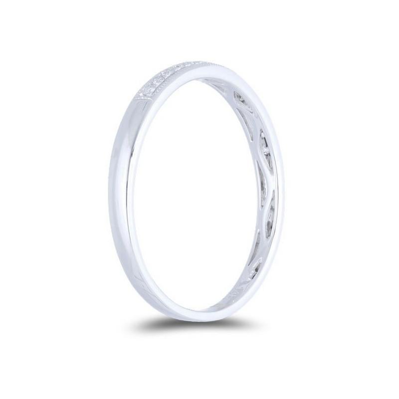 Round Cut 0.09 ctw Diamond Wedding Band 1981 Classic Collection Ring in 14K White Gold For Sale
