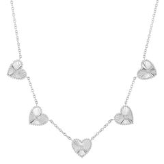 0.09 Round Brilliant Cut Diamond Fluted Heart Necklace